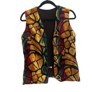 Saks Fifth Avenue vintage women's tapestry carpet Aladdin vest 70s